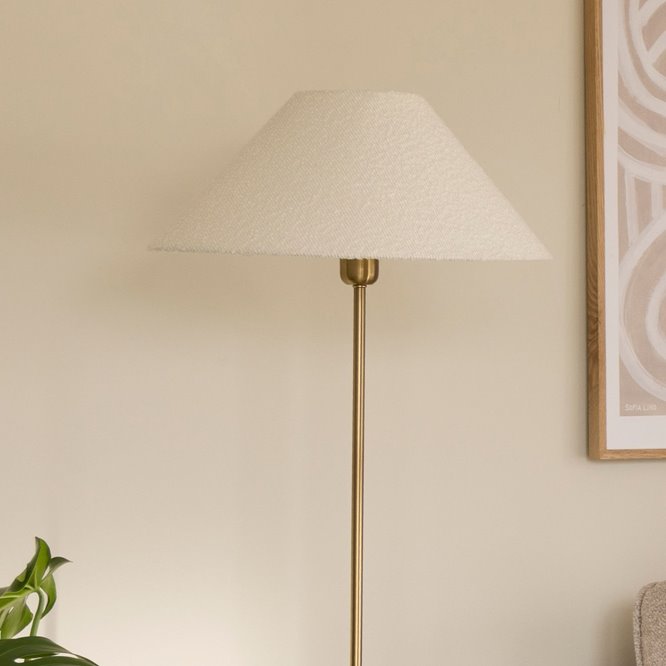 Duży abażur do lampy stojącej boucle biały 45cm